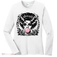 Frankenstein Monster And Bride B.U.B.B.L.E G.U.M Funny Halloween Women's Long Sleeve Shirt thumb 0