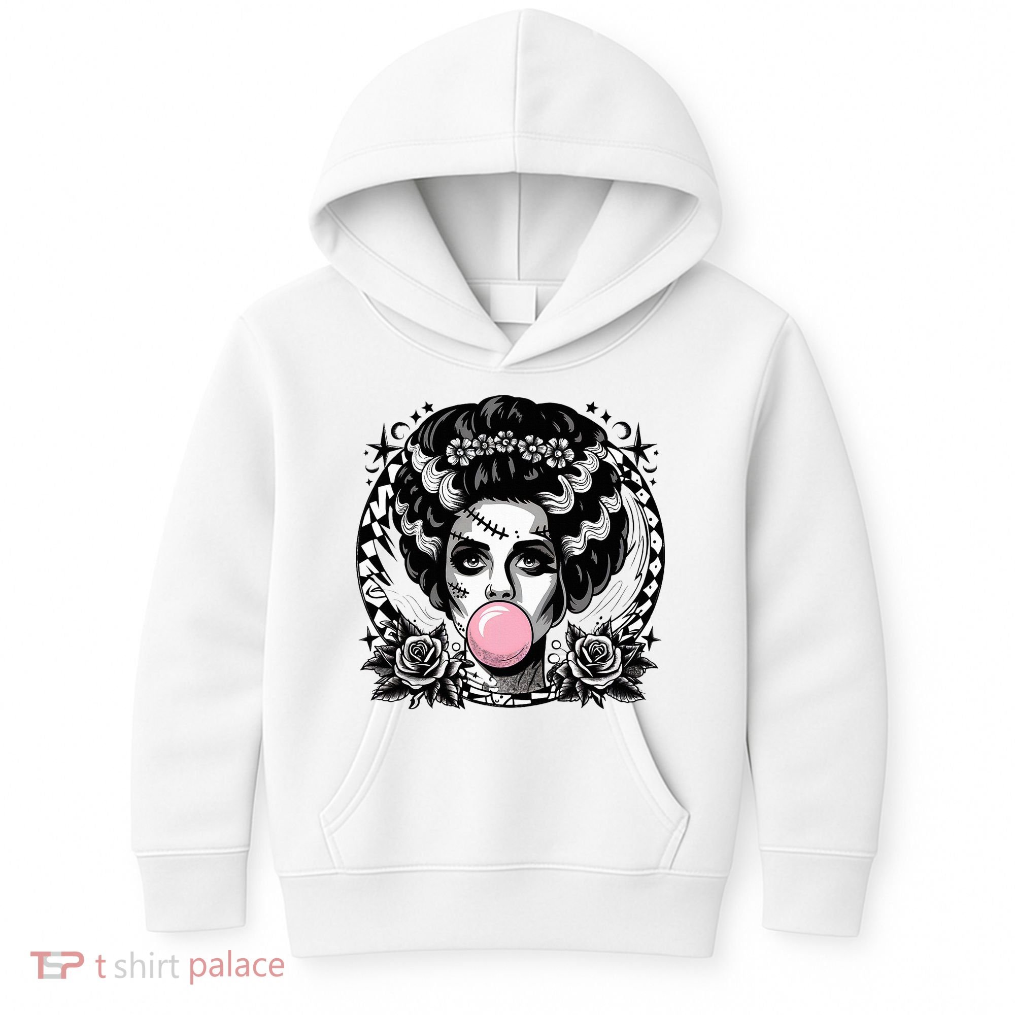 Frankenstein Monster And Bride B.U.B.B.L.E G.U.M Funny Halloween Kids Hoodie