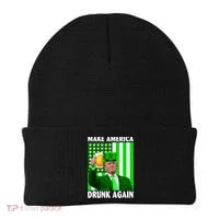 Funny Make America Drunk Again Trump Patricks Day Beanie thumb 0