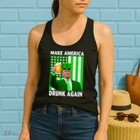 Funny Make America Drunk Again Trump Patricks Day Women's Tank Top thumb 2