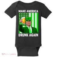 Funny Make America Drunk Again Trump Patricks Day Baby Bodysuit thumb 0