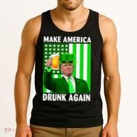 Funny Make America Drunk Again Trump Patricks Day Tank Top thumb 3