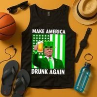 Funny Make America Drunk Again Trump Patricks Day Tank Top thumb 4