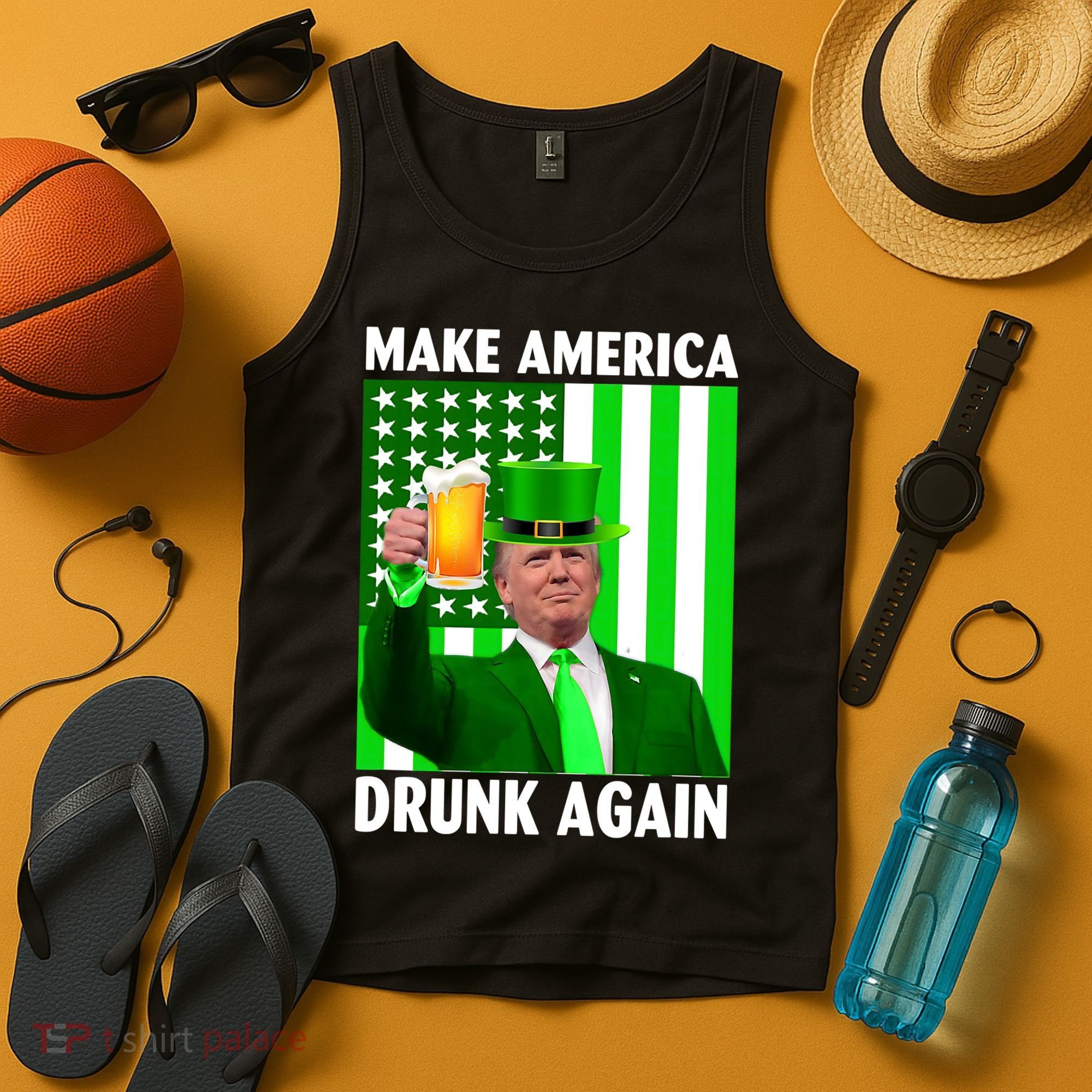Funny Make America Drunk Again Trump Patricks Day Tank Top