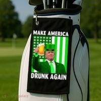 Funny Make America Drunk Again Trump Patricks Day Golf Towel thumb 2