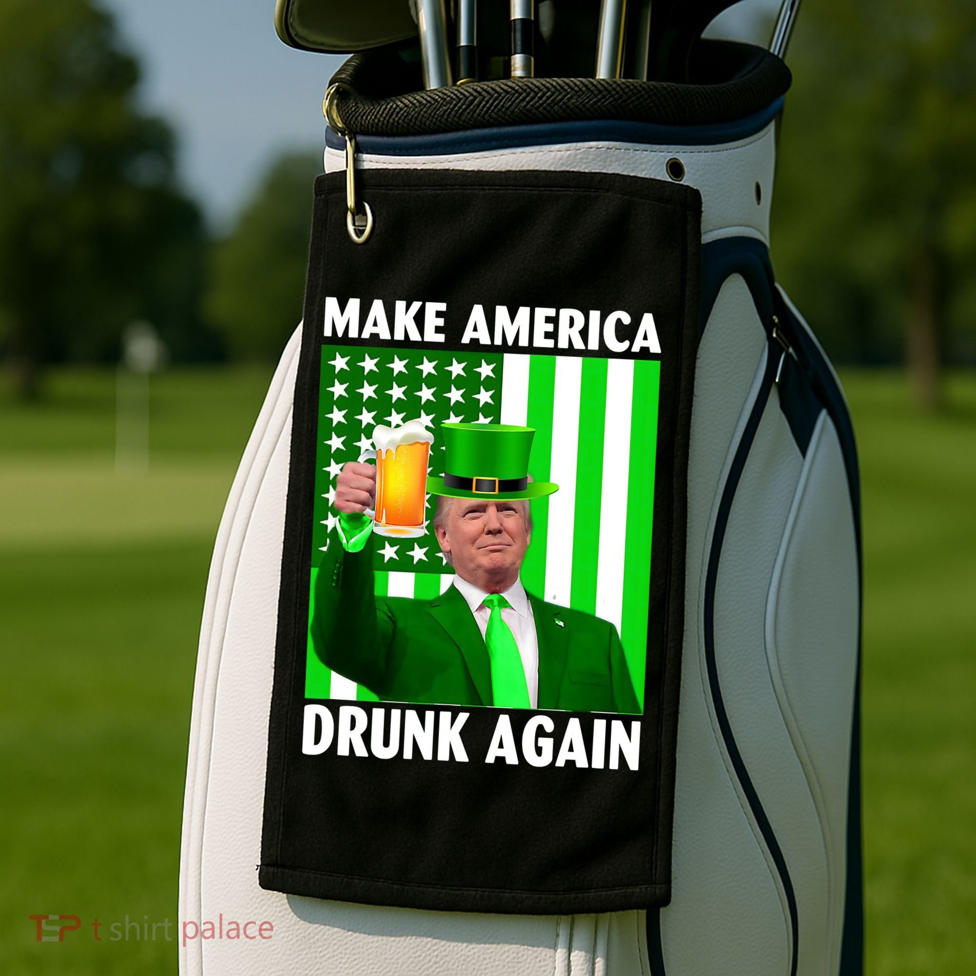 Funny Make America Drunk Again Trump Patricks Day Golf Towel