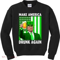 Funny Make America Drunk Again Trump Patricks Day Kids Sweatshirt thumb 0