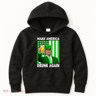Funny Make America Drunk Again Trump Patricks Day Kids Hoodie