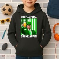 Funny Make America Drunk Again Trump Patricks Day Kids Hoodie thumb 2
