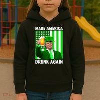 Funny Make America Drunk Again Trump Patricks Day Kids Hoodie thumb 3