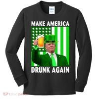 Funny Make America Drunk Again Trump Patricks Day Kids Long Sleeve Shirt thumb 0