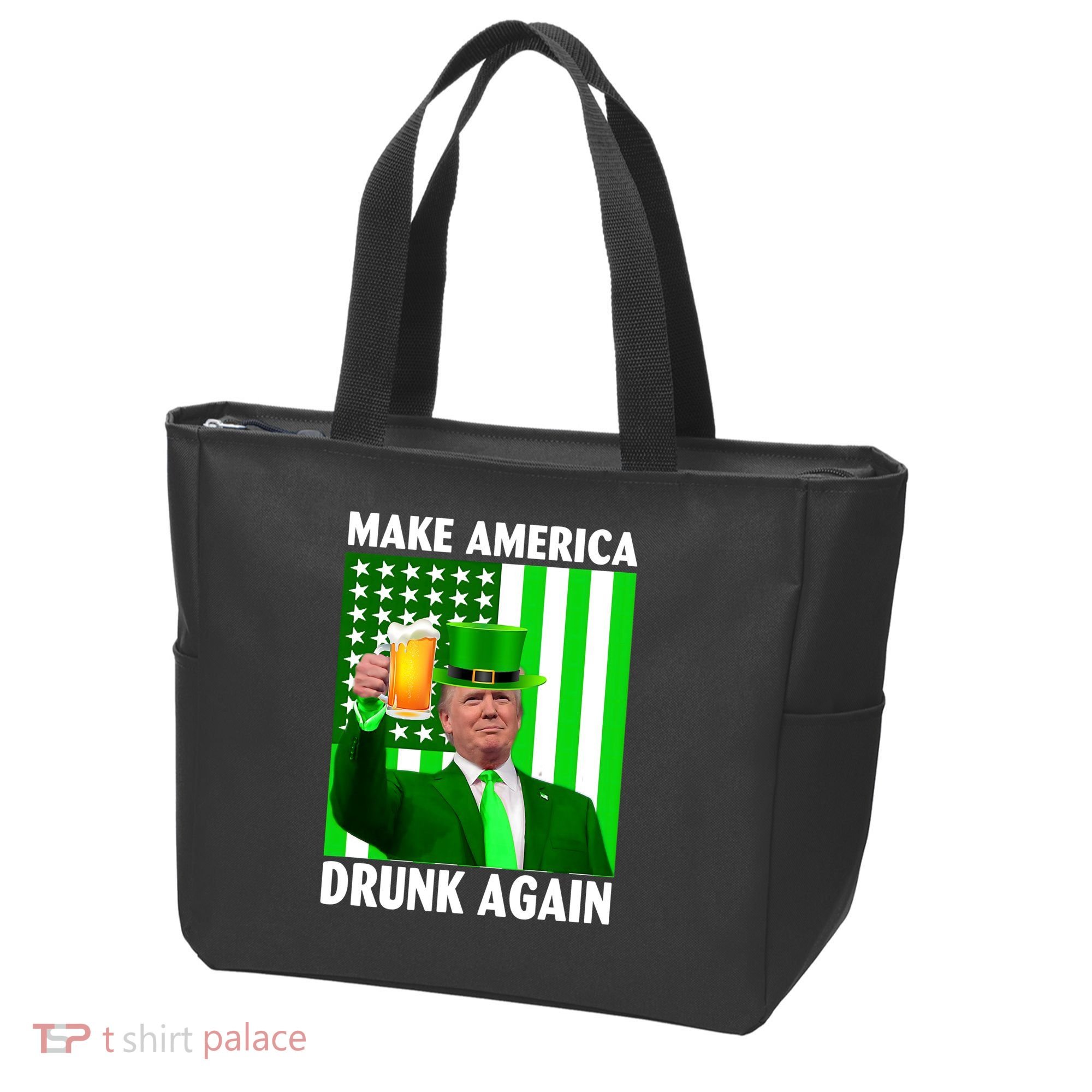 Funny Make America Drunk Again Trump Patricks Day Tote Bag
