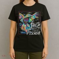 Faith Make All Things Are Possible Hummingbird Christian T-Shirt thumb 4