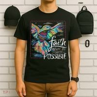 Faith Make All Things Are Possible Hummingbird Christian T-Shirt thumb 6