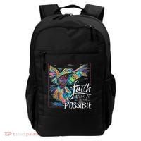 Faith Make All Things Are Possible Hummingbird Christian Backpack thumb 0