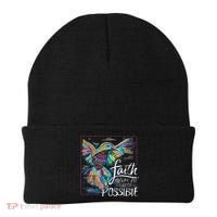 Faith Make All Things Are Possible Hummingbird Christian Beanie thumb 0