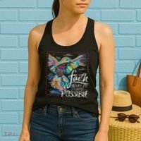 Faith Make All Things Are Possible Hummingbird Christian Women's Tank Top thumb 2