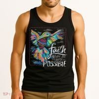 Faith Make All Things Are Possible Hummingbird Christian Tank Top thumb 3