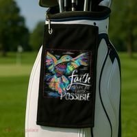 Faith Make All Things Are Possible Hummingbird Christian Golf Towel thumb 2