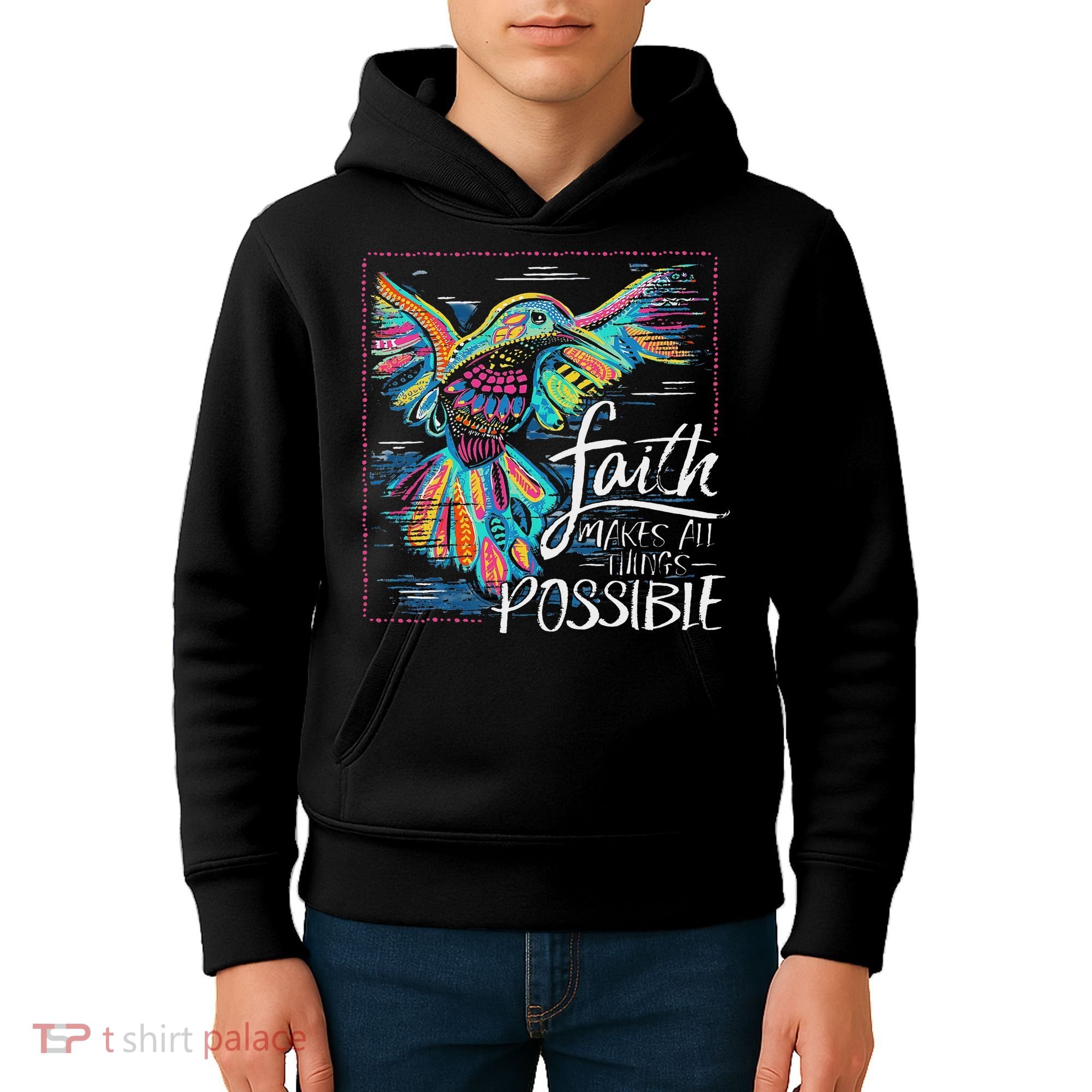 Faith Make All Things Are Possible Hummingbird Christian Kids Hoodie