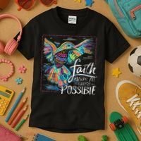 Faith Make All Things Are Possible Hummingbird Christian Kids T-Shirt thumb 3