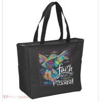 Faith Make All Things Are Possible Hummingbird Christian Tote Bag thumb 2
