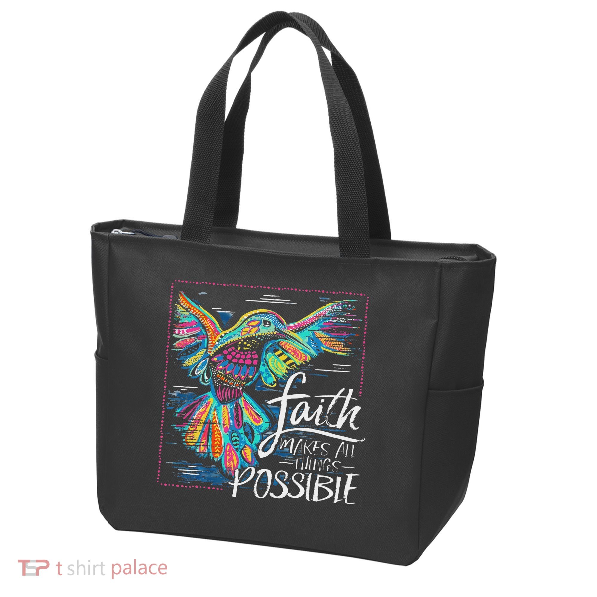 Faith Make All Things Are Possible Hummingbird Christian Tote Bag