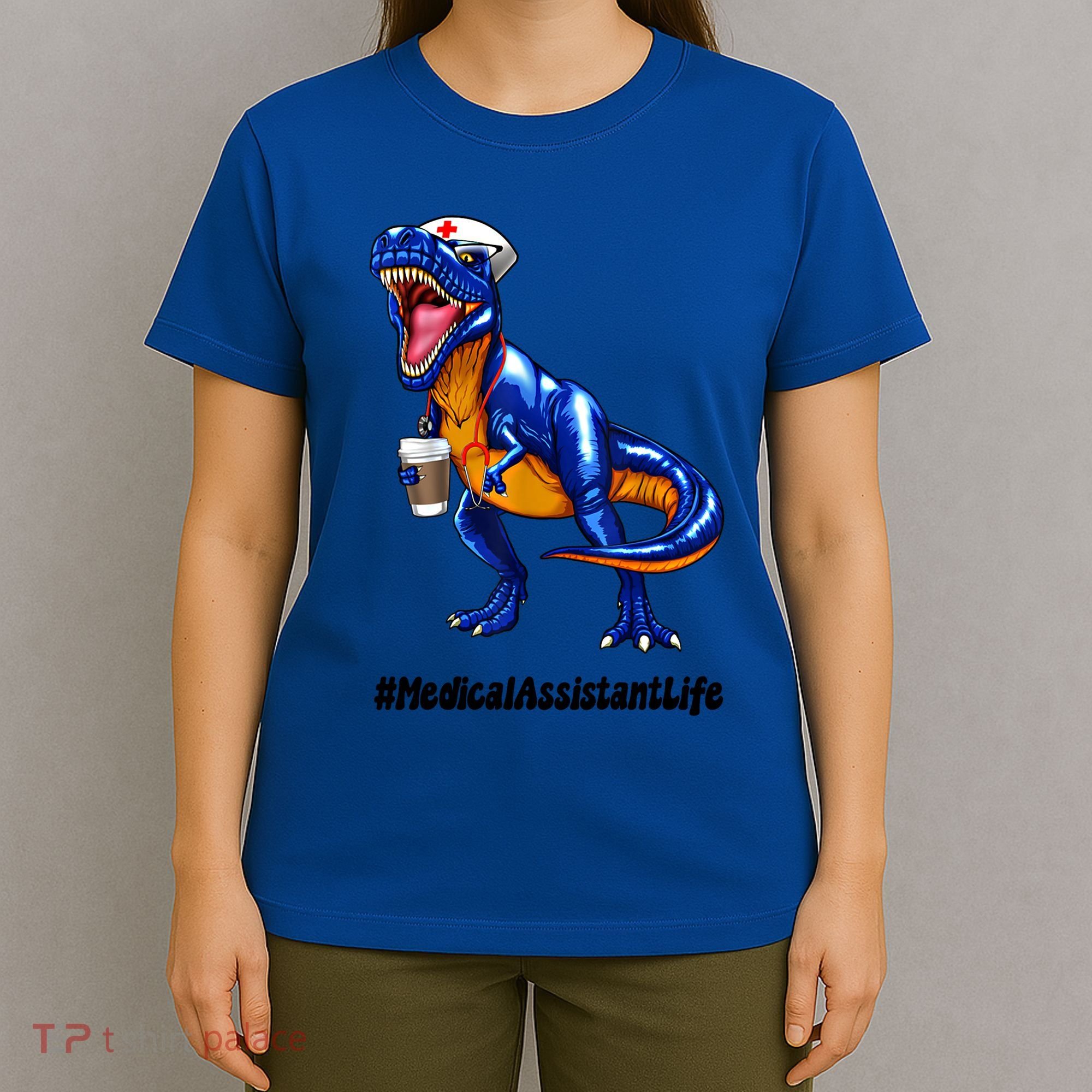 Funny Medical Assistant Life Cma Dinosaur Trex Scrub Coffee Gift T-Shirt