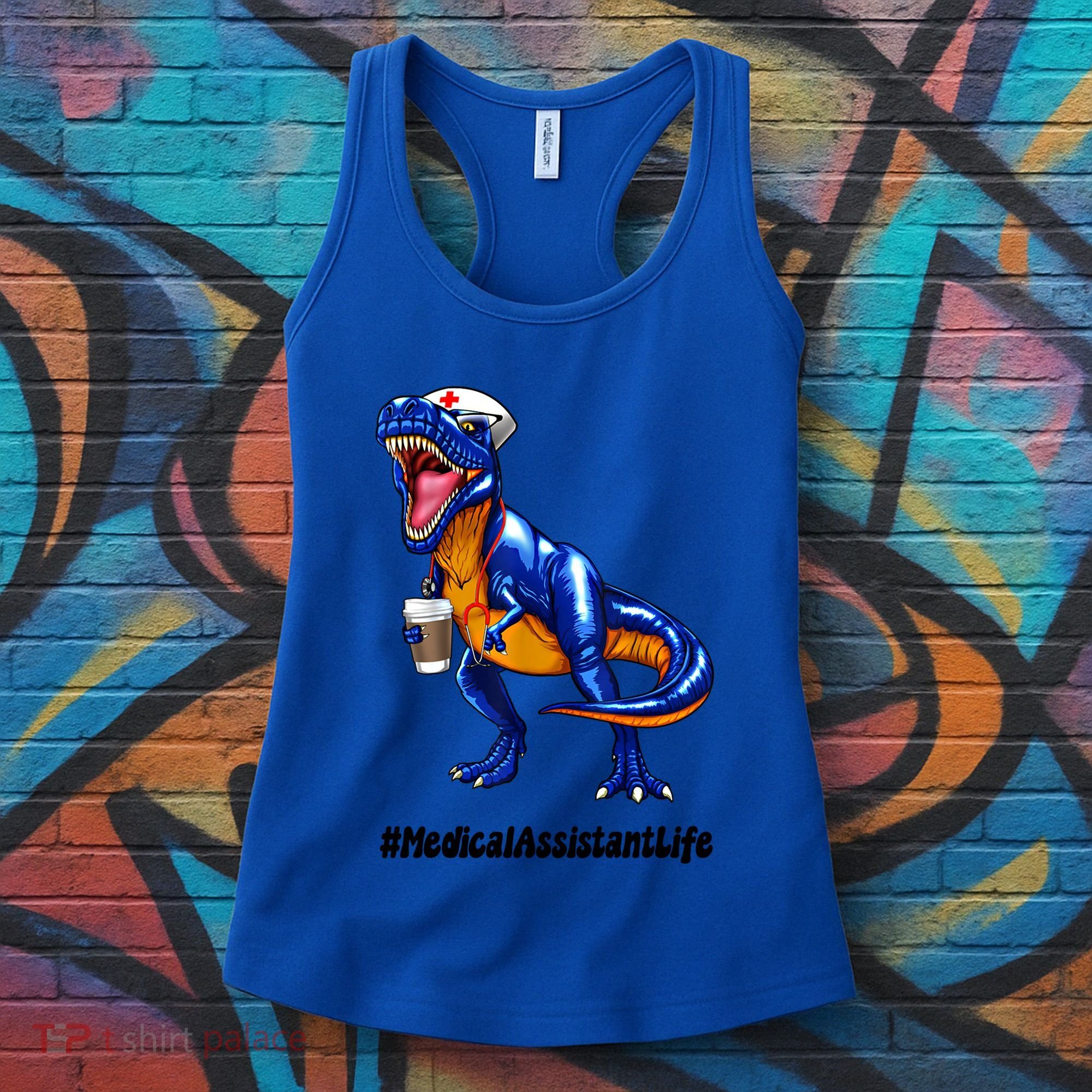Funny Medical Assistant Life Cma Dinosaur Trex Scrub Coffee Gift Women's Tank Top