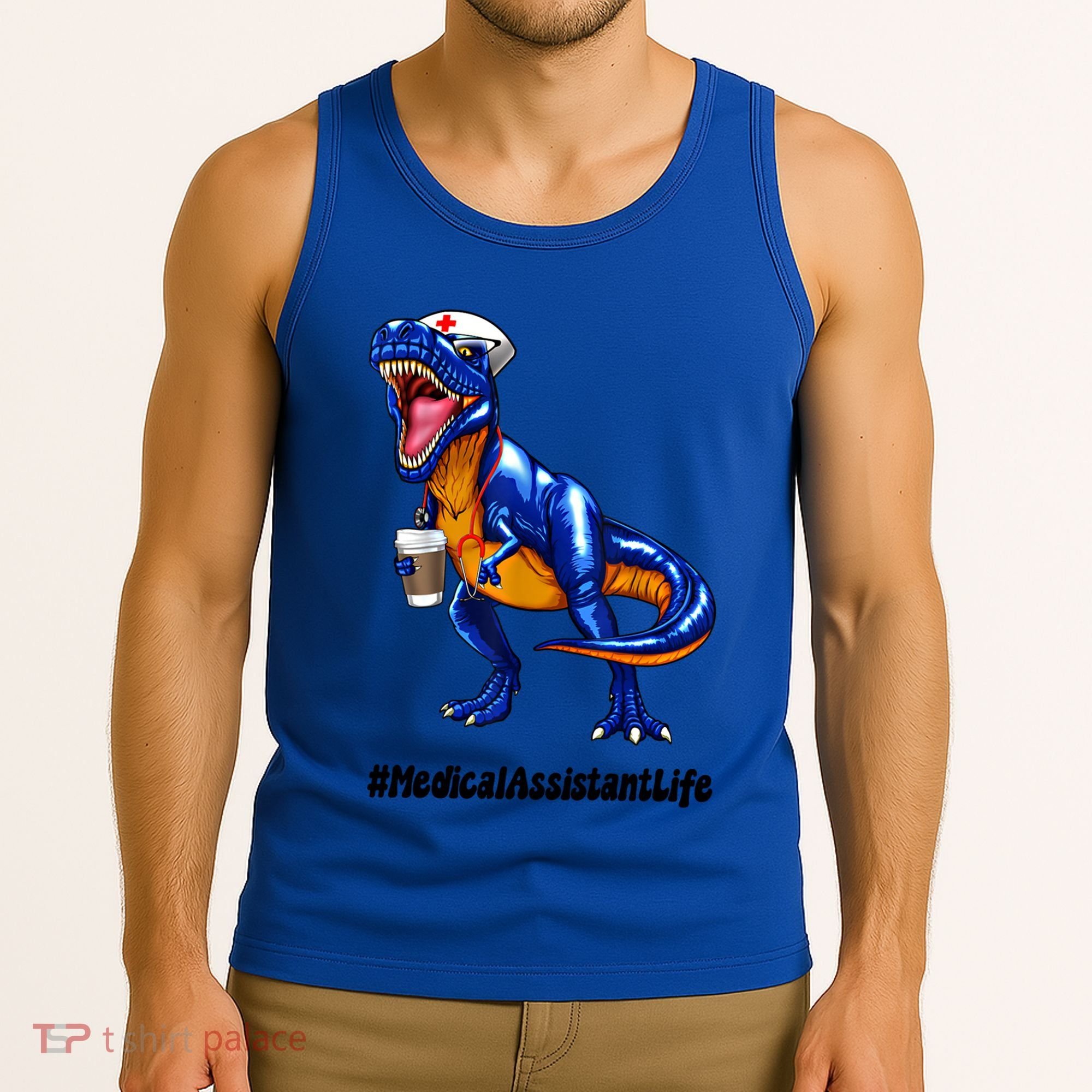 Funny Medical Assistant Life Cma Dinosaur Trex Scrub Coffee Gift Tank Top
