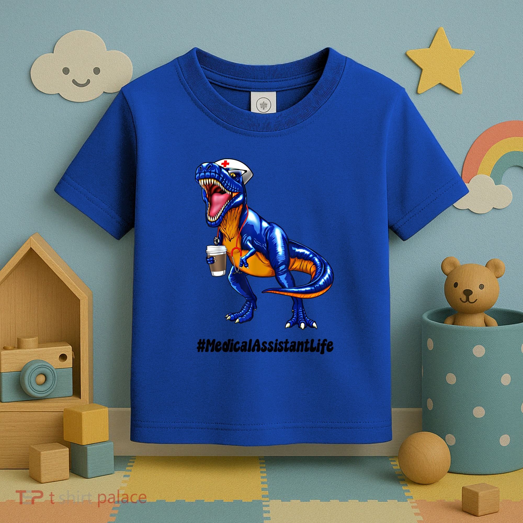 Funny Medical Assistant Life Cma Dinosaur Trex Scrub Coffee Gift Toddler T-Shirt