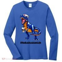 Funny Medical Assistant Life Cma Dinosaur Trex Scrub Coffee Gift Women's Long Sleeve Shirt thumb 0