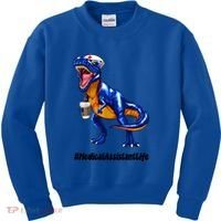Funny Medical Assistant Life Cma Dinosaur Trex Scrub Coffee Gift Kids Sweatshirt thumb 0