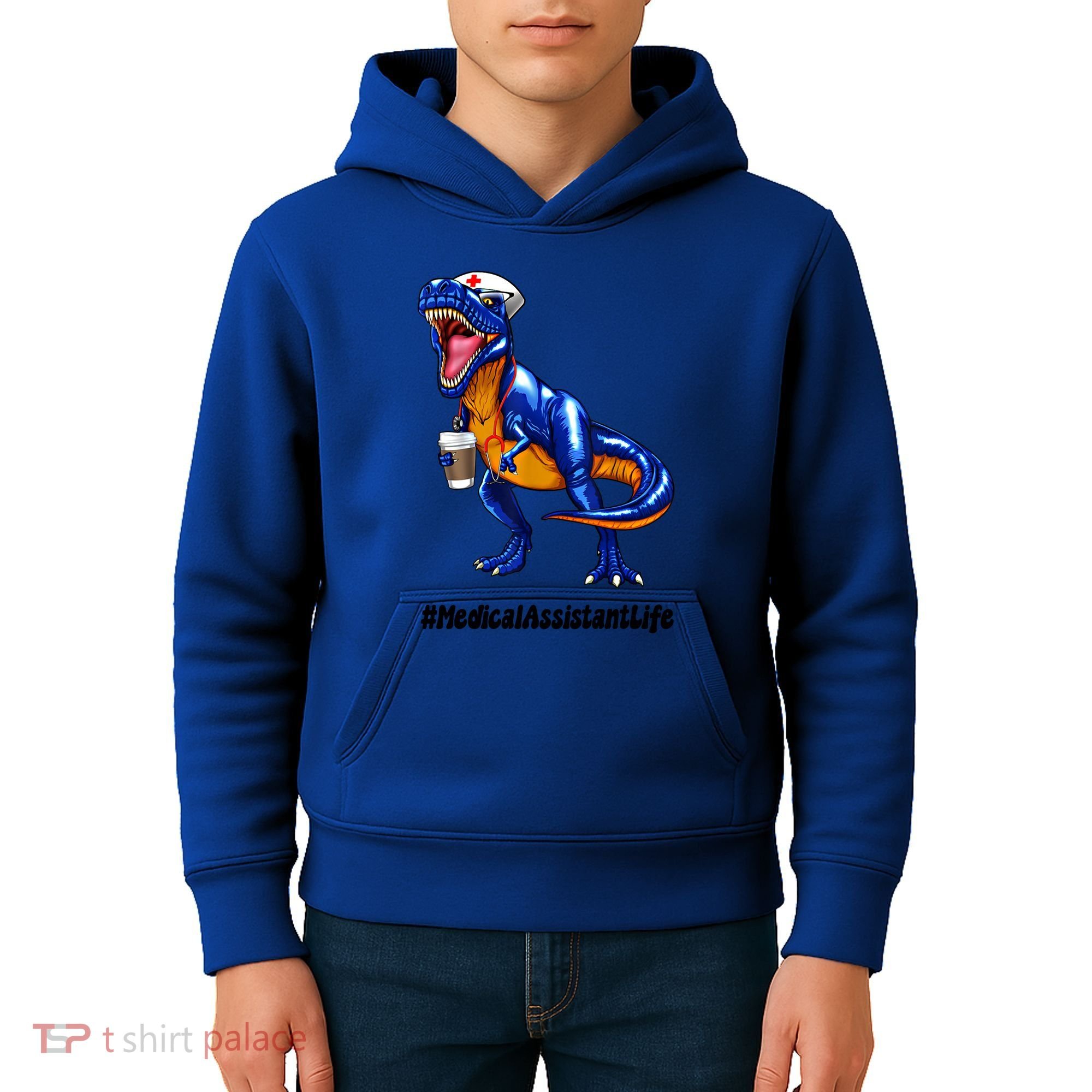 Funny Medical Assistant Life Cma Dinosaur Trex Scrub Coffee Gift Kids Hoodie