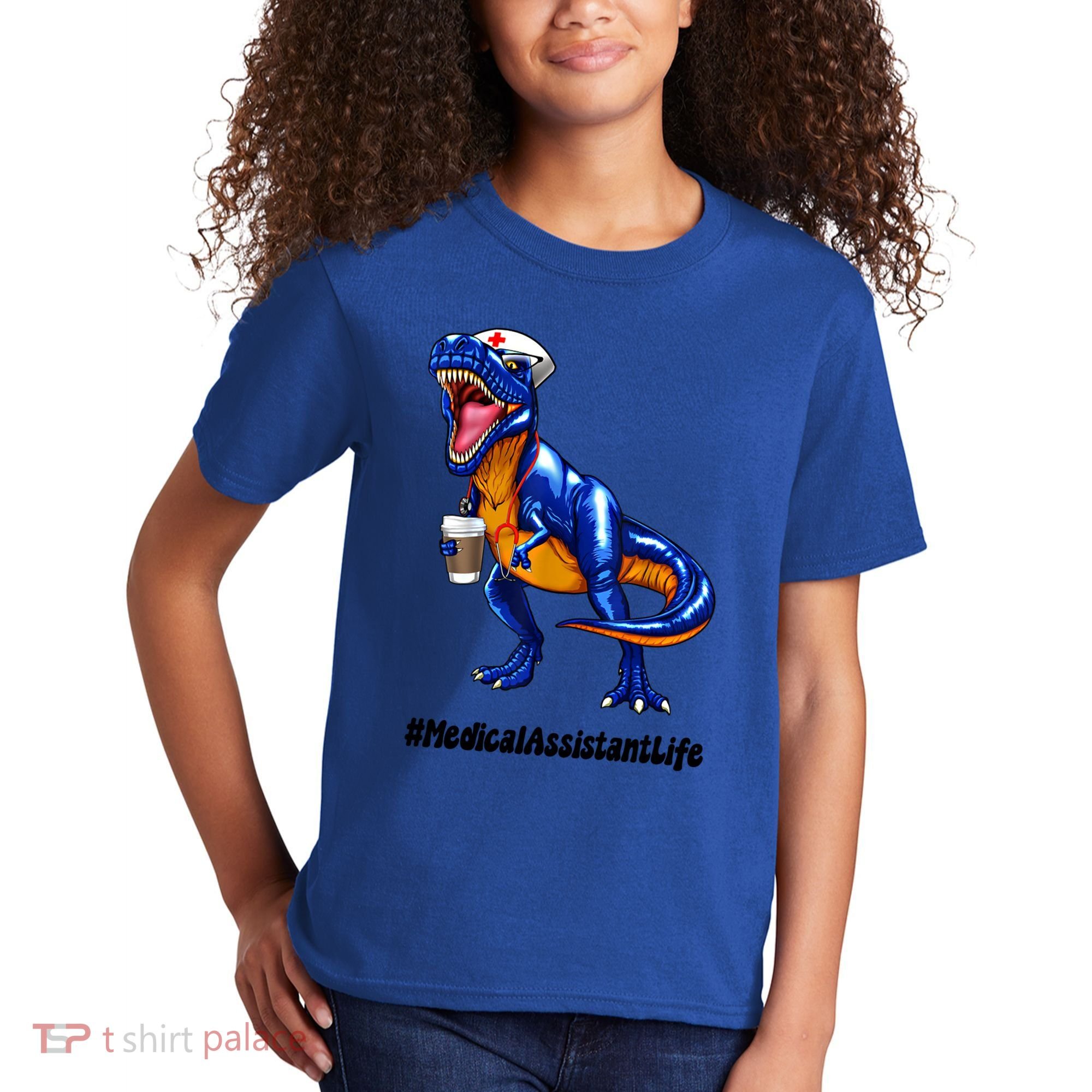Funny Medical Assistant Life Cma Dinosaur Trex Scrub Coffee Gift Kids T-Shirt