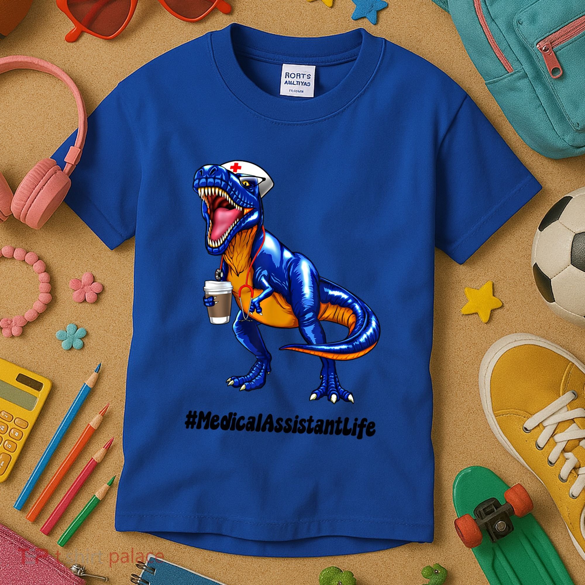 Funny Medical Assistant Life Cma Dinosaur Trex Scrub Coffee Gift Kids T-Shirt