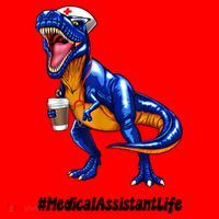 Funny Medical Assistant Life Cma Dinosaur Trex Scrub Coffee Gift Santa Hat thumb 1