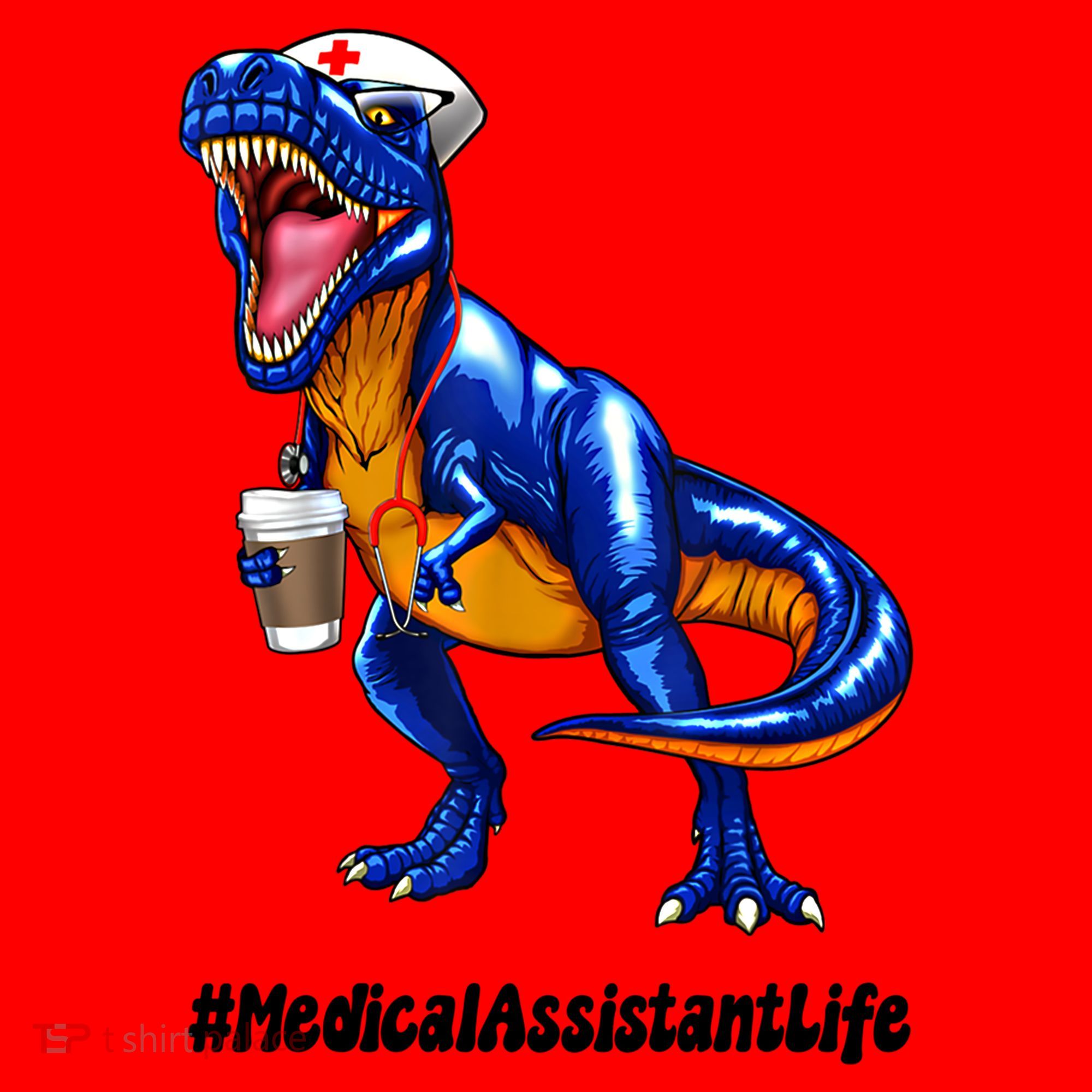 Funny Medical Assistant Life Cma Dinosaur Trex Scrub Coffee Gift Santa Hat