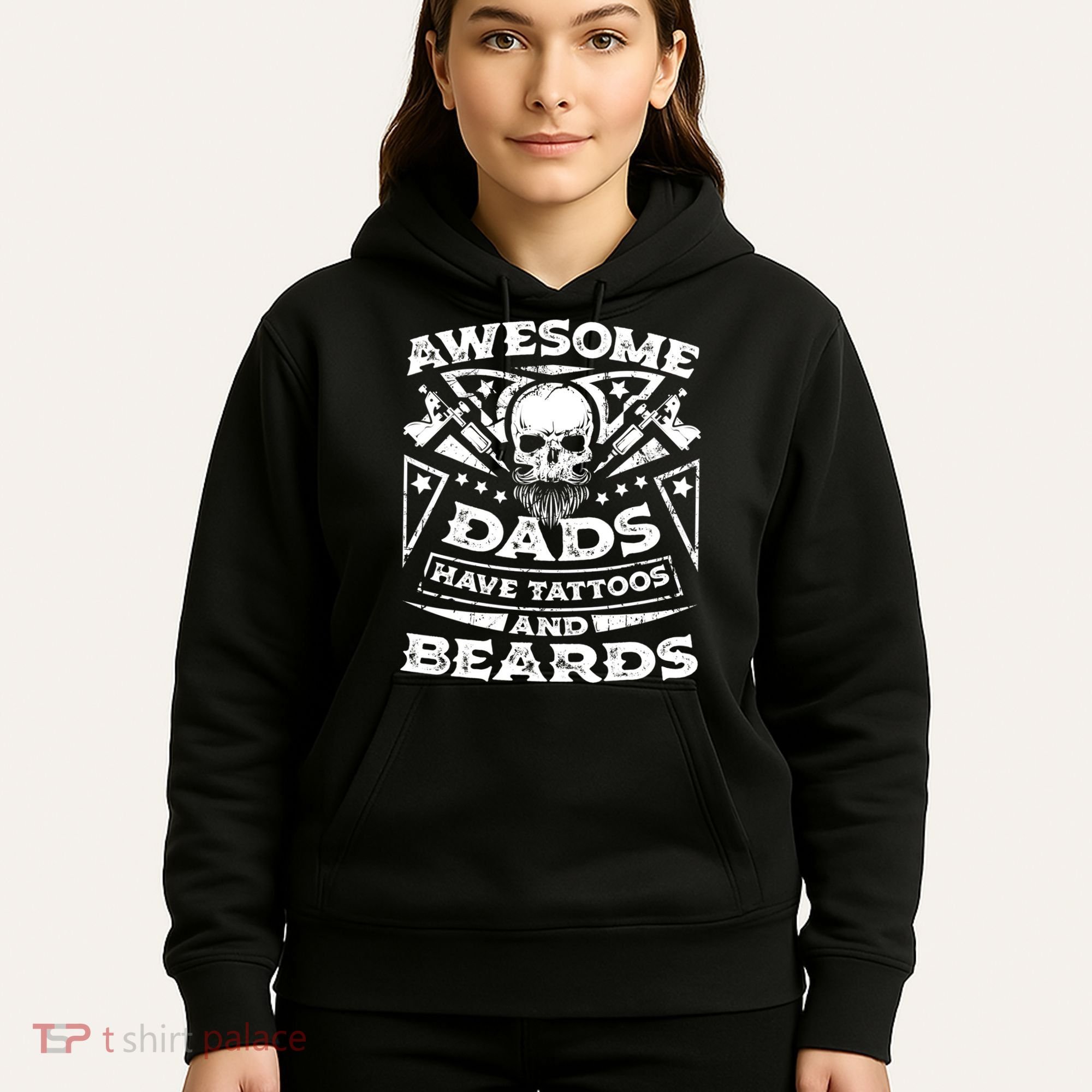 Funny Mens Awesome Dads Have Tattoos And Beards Gift Hoodie