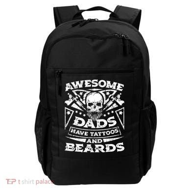 Funny Mens Awesome Dads Have Tattoos And Beards Gift Backpack