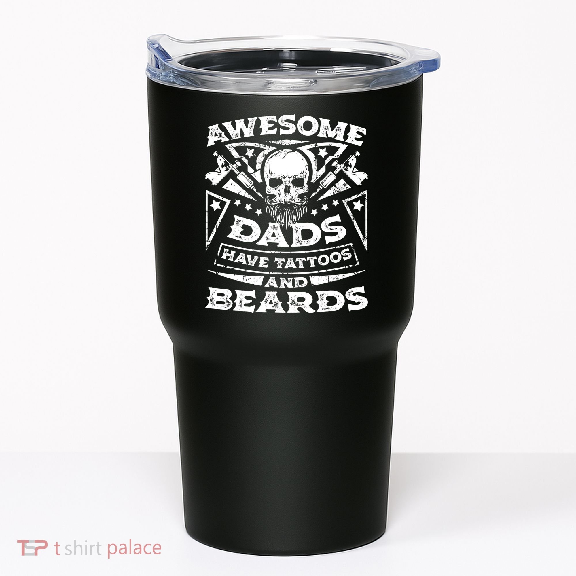 Funny Mens Awesome Dads Have Tattoos And Beards Gift Tumbler