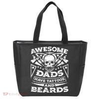 Funny Mens Awesome Dads Have Tattoos And Beards Gift Tote Bag thumb 0