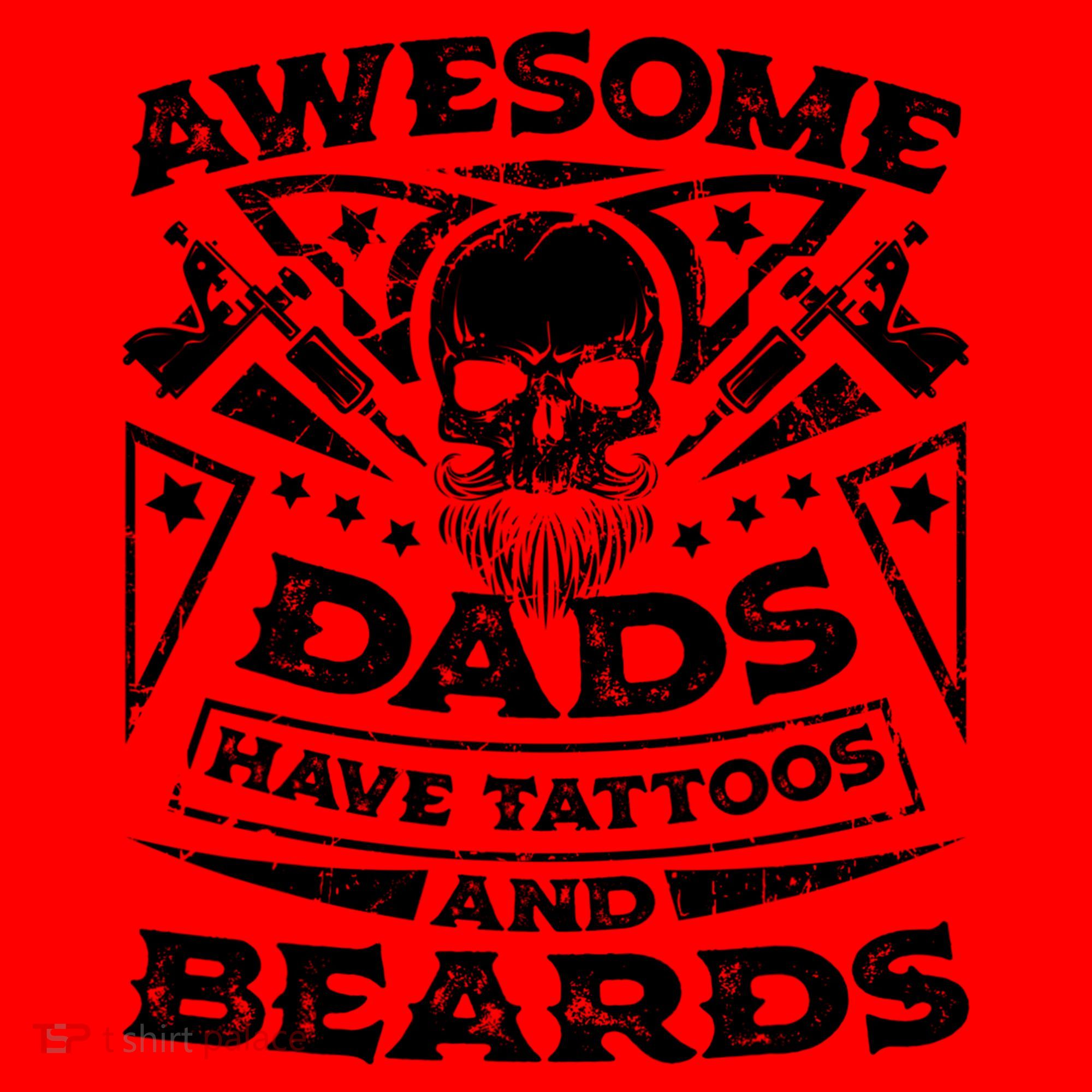 Funny Mens Awesome Dads Have Tattoos And Beards Gift Santa Hat