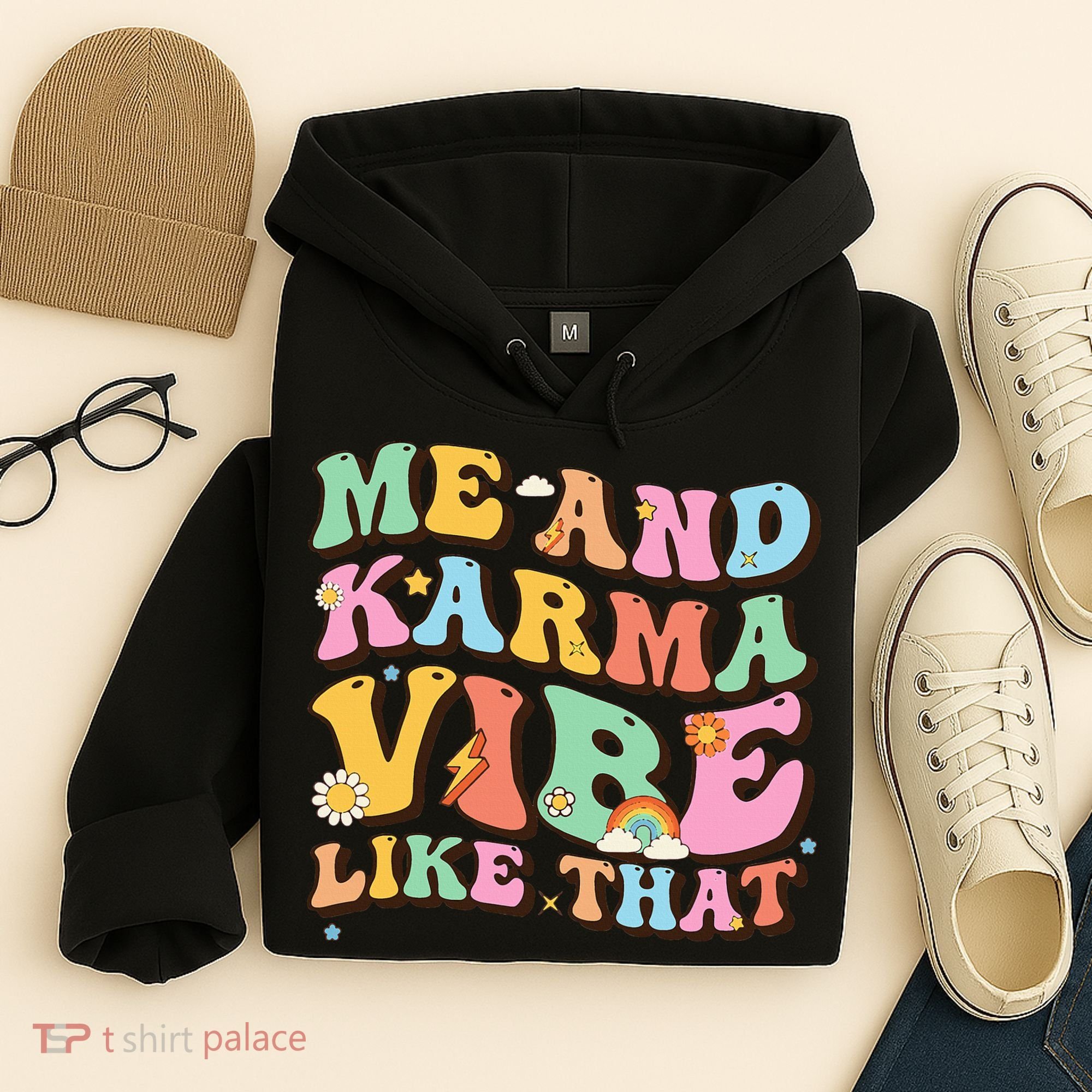 Funny Me And Karma Vibe Like That Groovy Lover Hippie Boho Hoodie