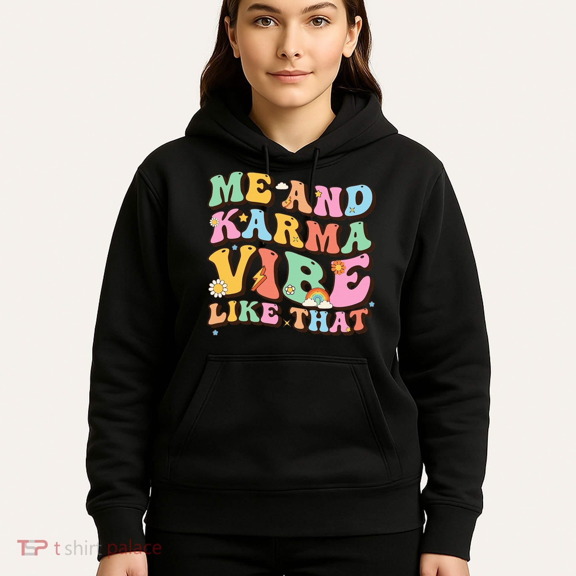 Funny Me And Karma Vibe Like That Groovy Lover Hippie Boho Hoodie