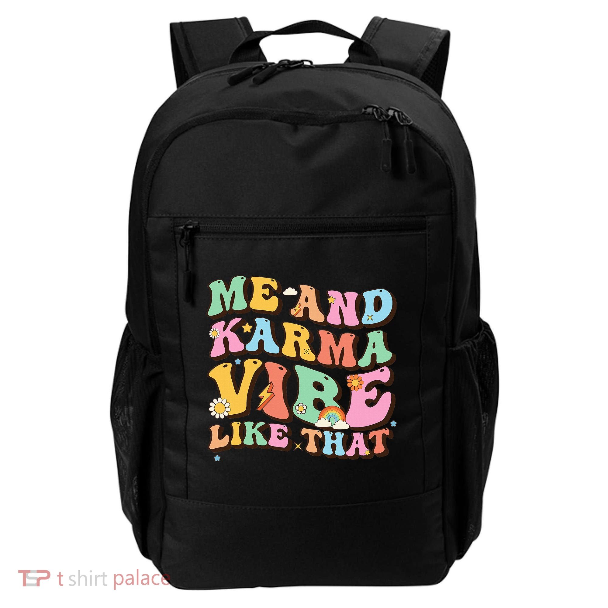 Funny Me And Karma Vibe Like That Groovy Lover Hippie Boho Backpack