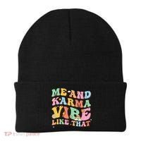 Funny Me And Karma Vibe Like That Groovy Lover Hippie Boho Beanie thumb 0