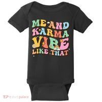 Funny Me And Karma Vibe Like That Groovy Lover Hippie Boho Baby Bodysuit thumb 0