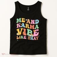 Funny Me And Karma Vibe Like That Groovy Lover Hippie Boho Tank Top thumb 2