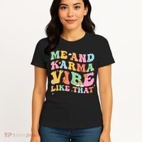 Funny Me And Karma Vibe Like That Groovy Lover Hippie Boho Women's T-Shirt thumb 4